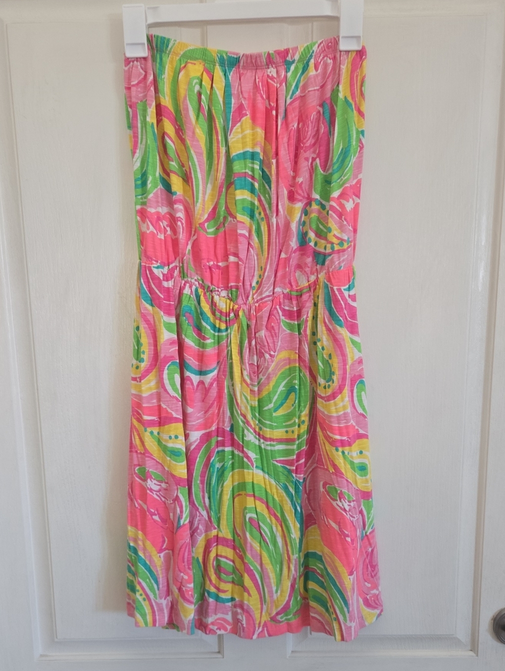 Lilly Pulitzer Strapless Tropical Swirl Dress in Pink, Green & Yellow